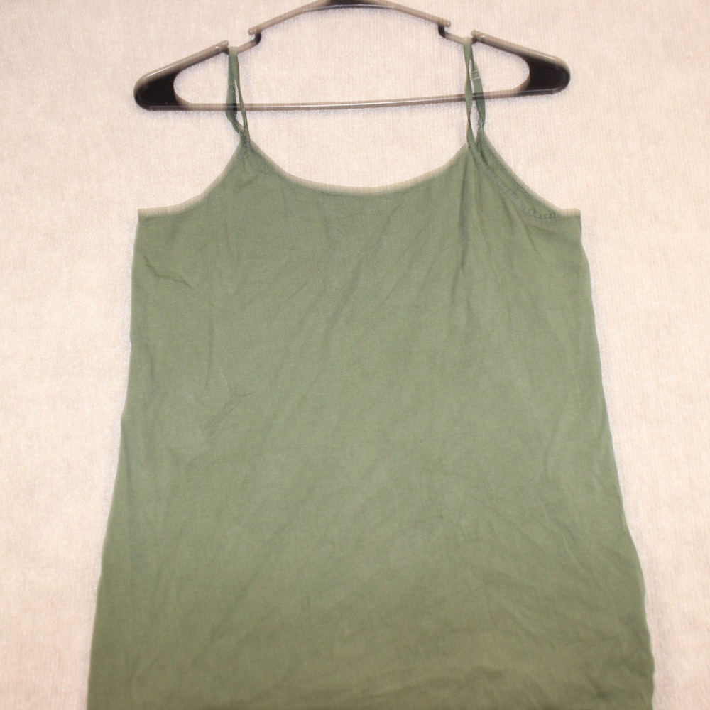 Time and Tru Womens Olive Green Camisole Spaghetti Strap Tank Top Size M 8-10